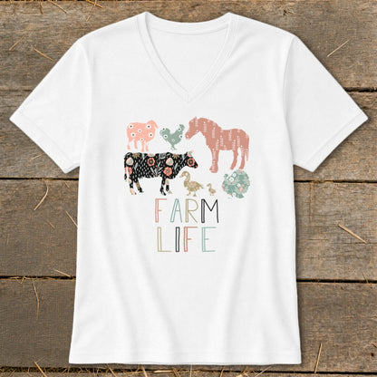 Farm Life Pattern V-neck