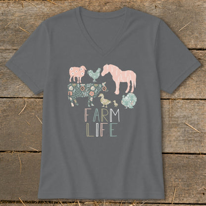 Farm Life Pattern V-neck