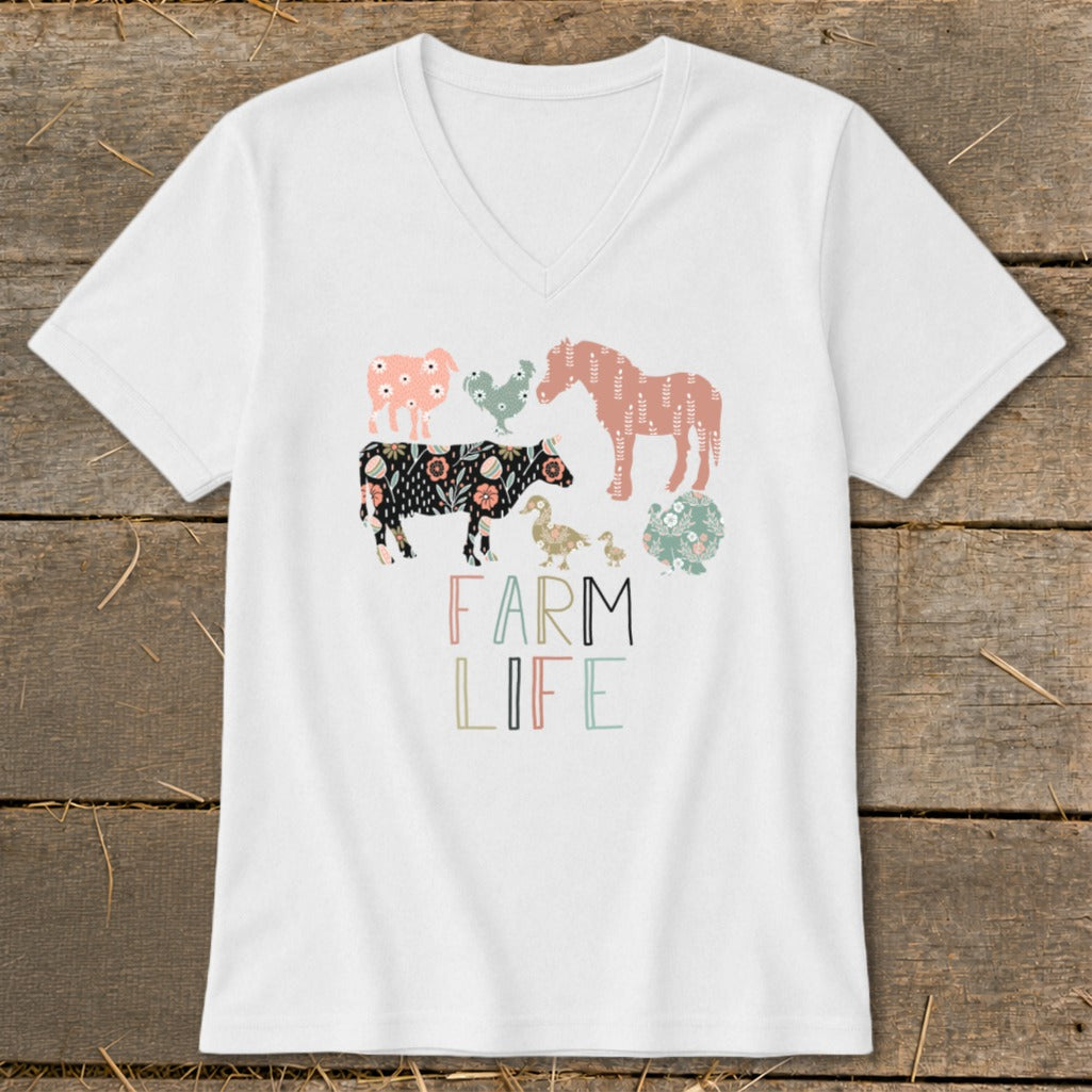 Farm Life Pattern V-neck