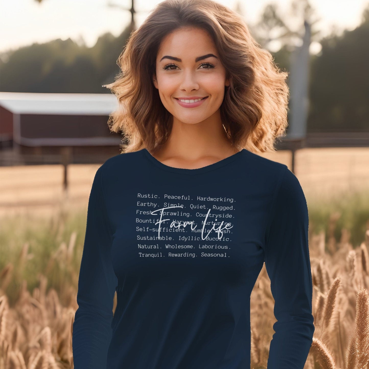 Farm Life Words Long Sleeve Tee