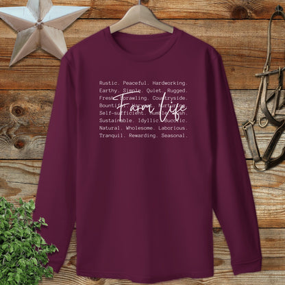 Farm Life Words Long Sleeve Tee