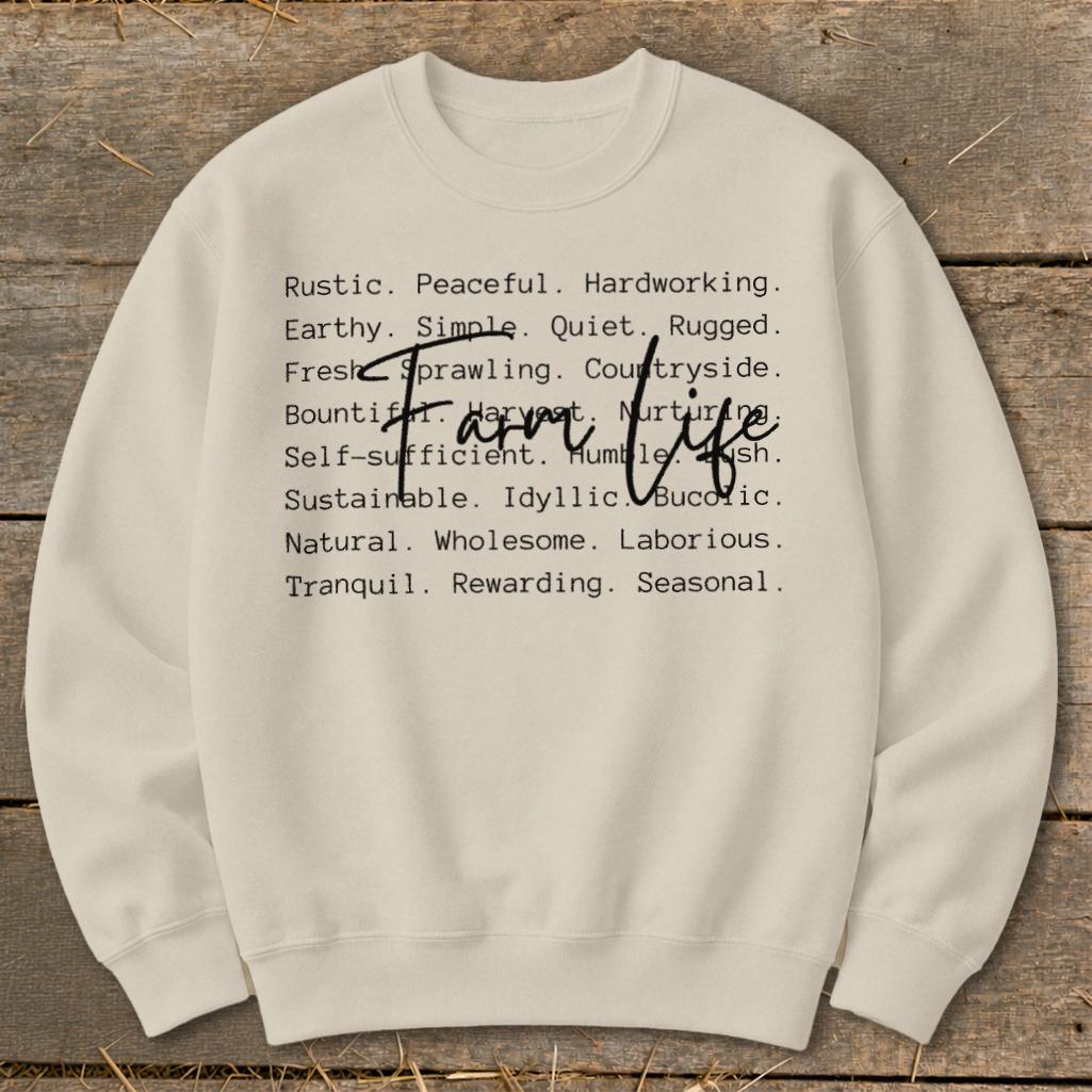 Farm Life Words Sweatshirt