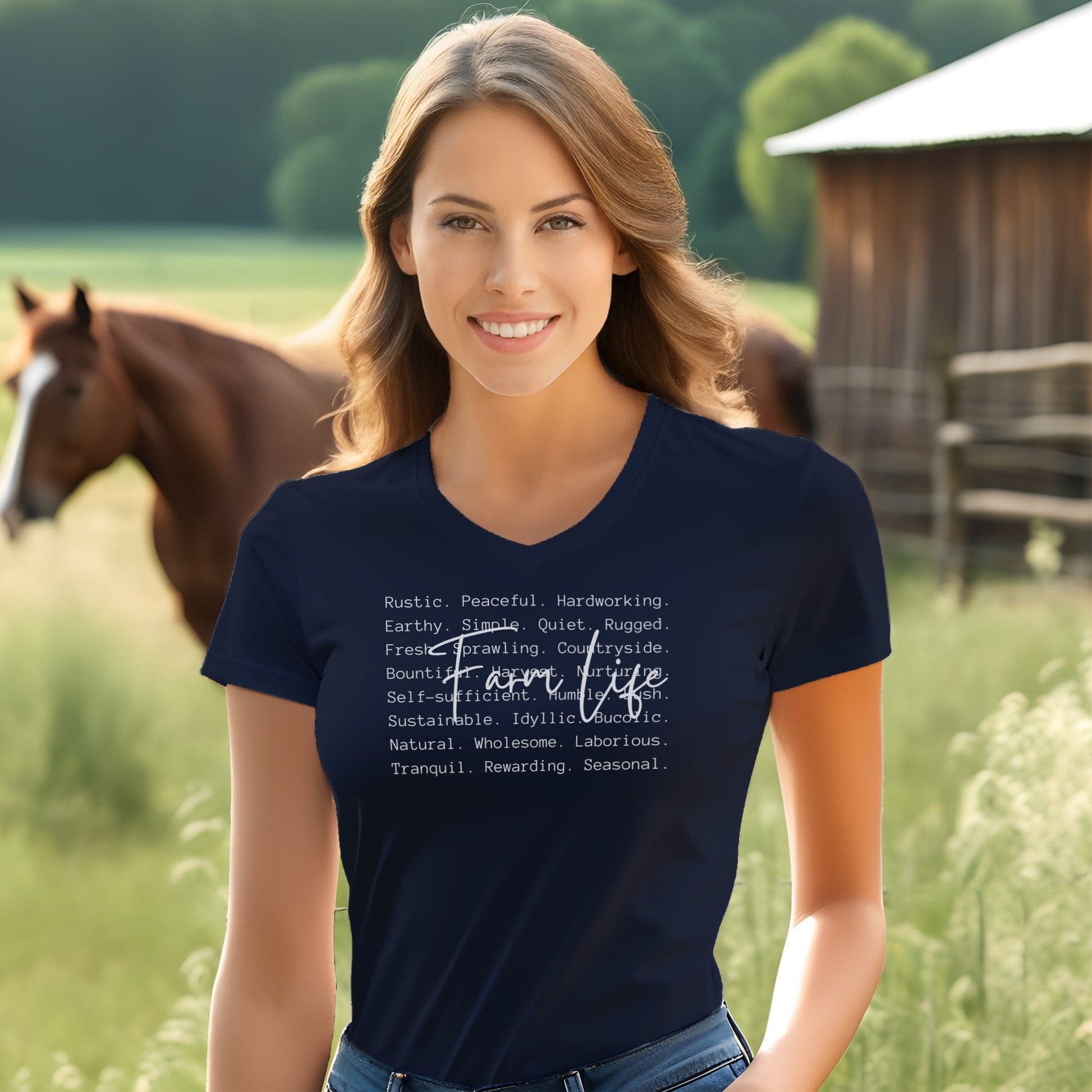 Farm Life Words V-neck