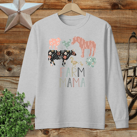 Farm Mama Pattern Long Sleeve Tee