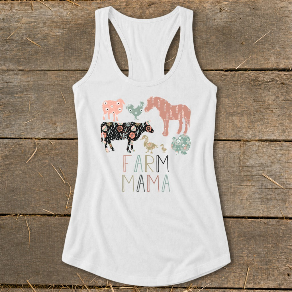 Farm Mama Pattern Racerback Tank