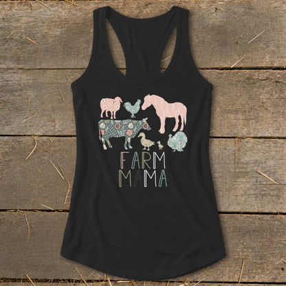 Farm Mama Pattern Racerback Tank