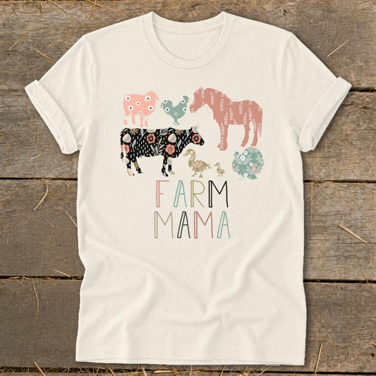 Farm Mama Pattern Softstyle Tee - Natural