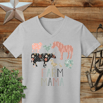 Farm Mama Pattern V-neck