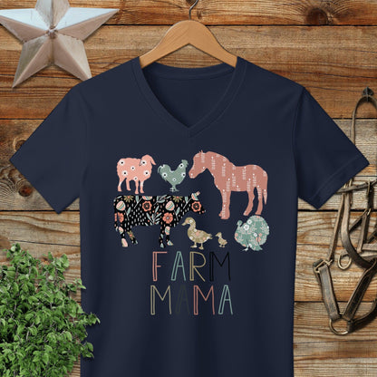 Farm Mama Pattern V-neck