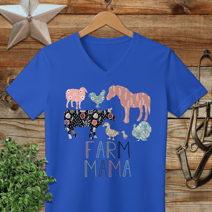 Farm Mama Pattern V-neck