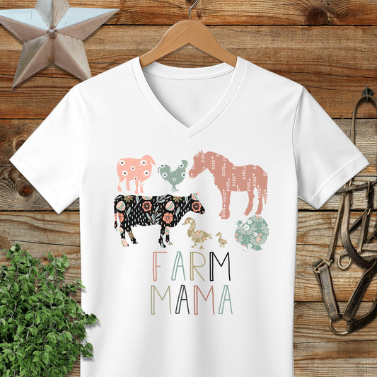 Farm Mama Pattern V-neck