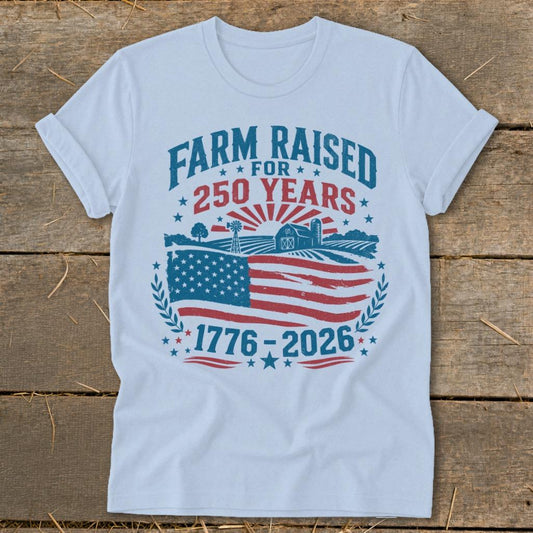 Farm Raised for 250 Years Softstyle Tee - Baby Blue