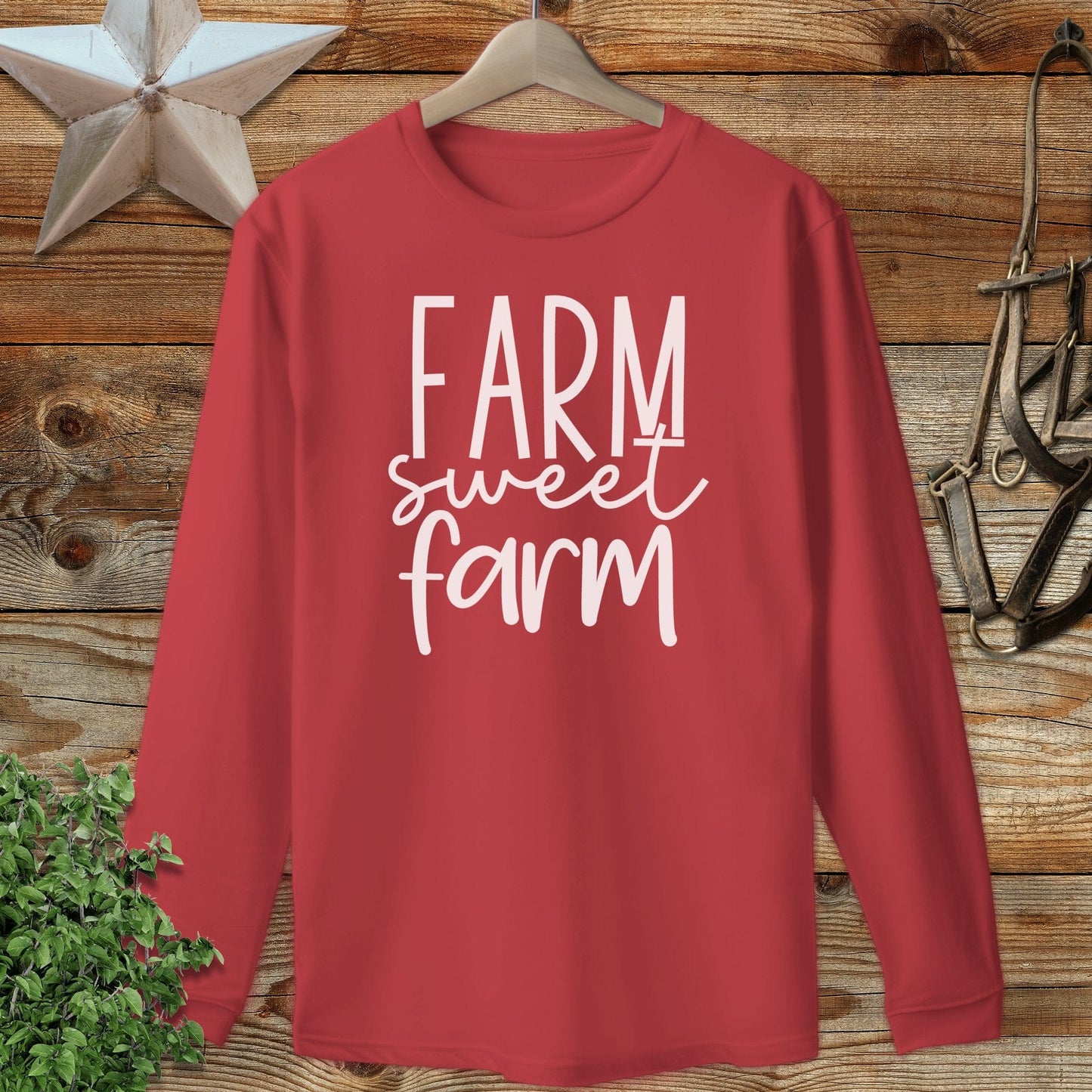 Farm Sweet Farm Words Long Sleeve Tee