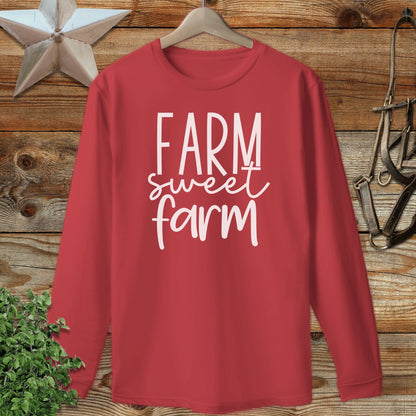 Farm Sweet Farm Words Long Sleeve Tee
