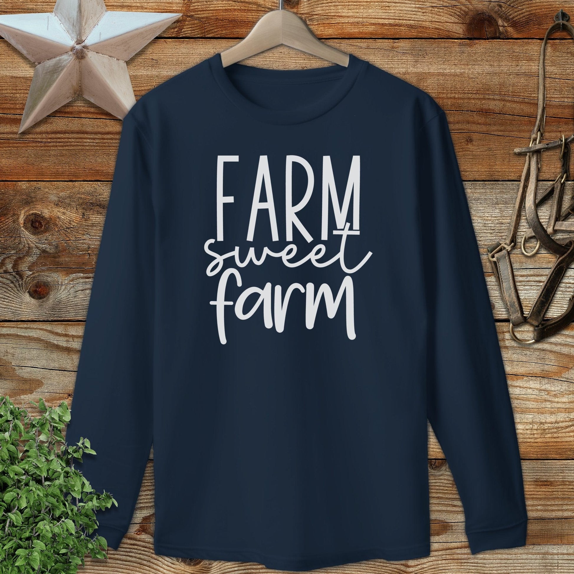 Farm Sweet Farm Words Long Sleeve Tee