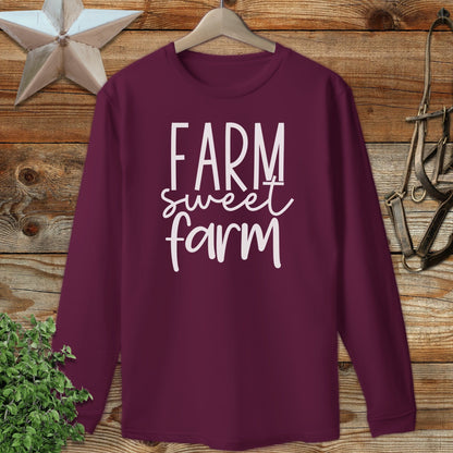 Farm Sweet Farm Words Long Sleeve Tee