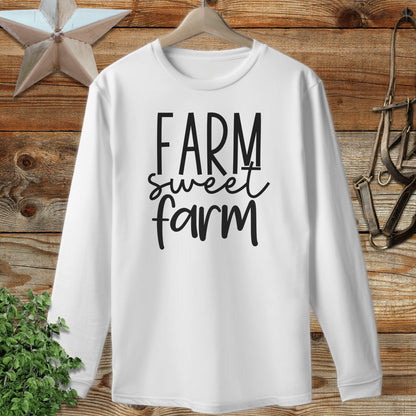 Farm Sweet Farm Words Long Sleeve Tee