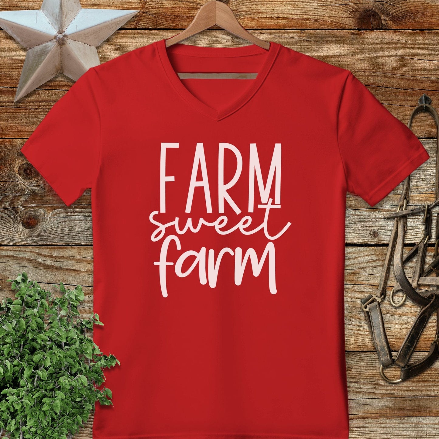 Farm Sweet Farm Words V-neck