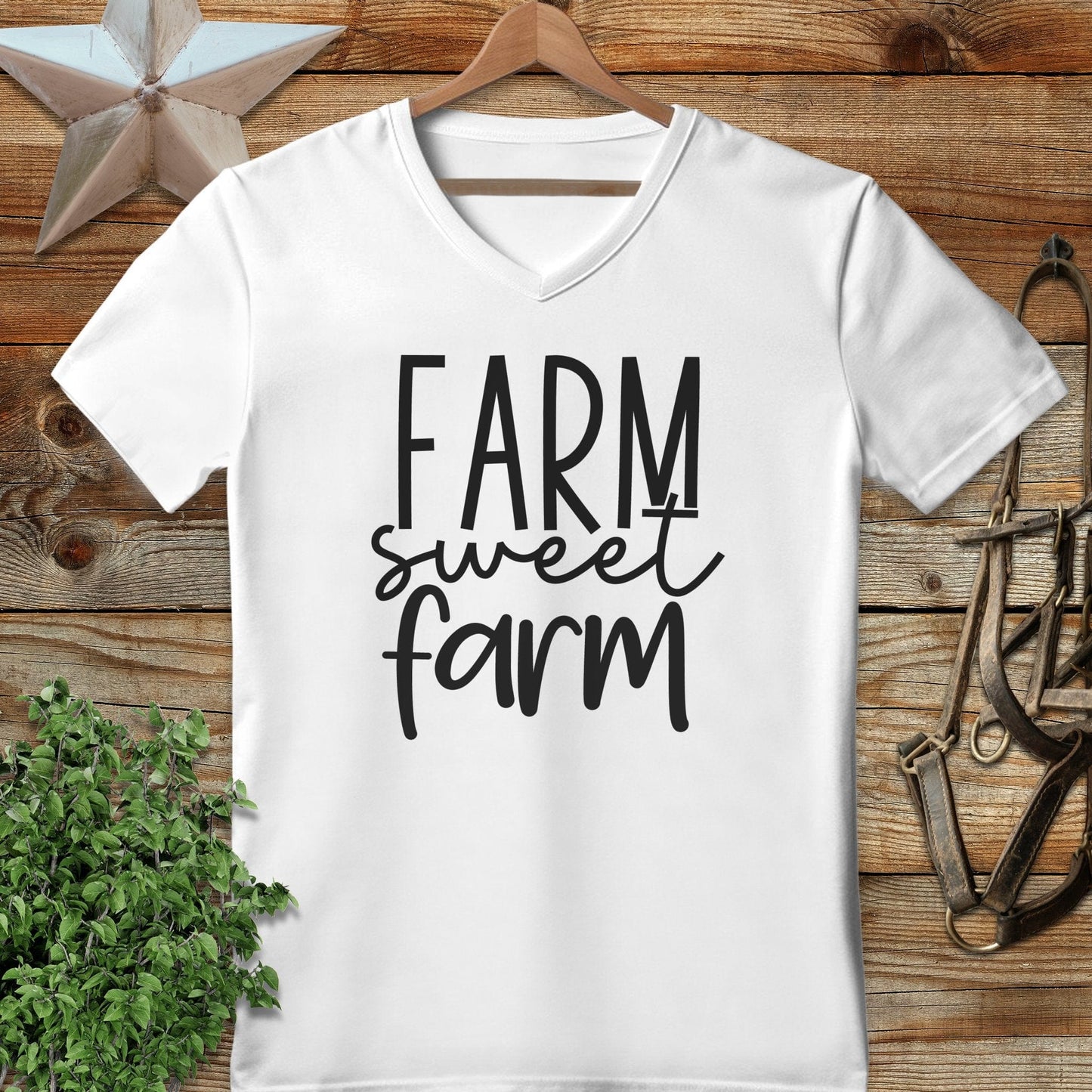 Farm Sweet Farm Words V-neck