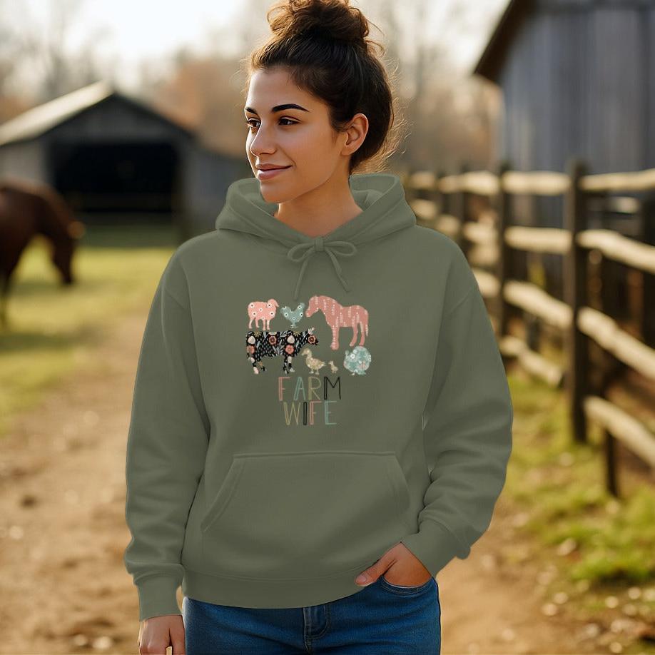Farm Wife Pattern Hoodie