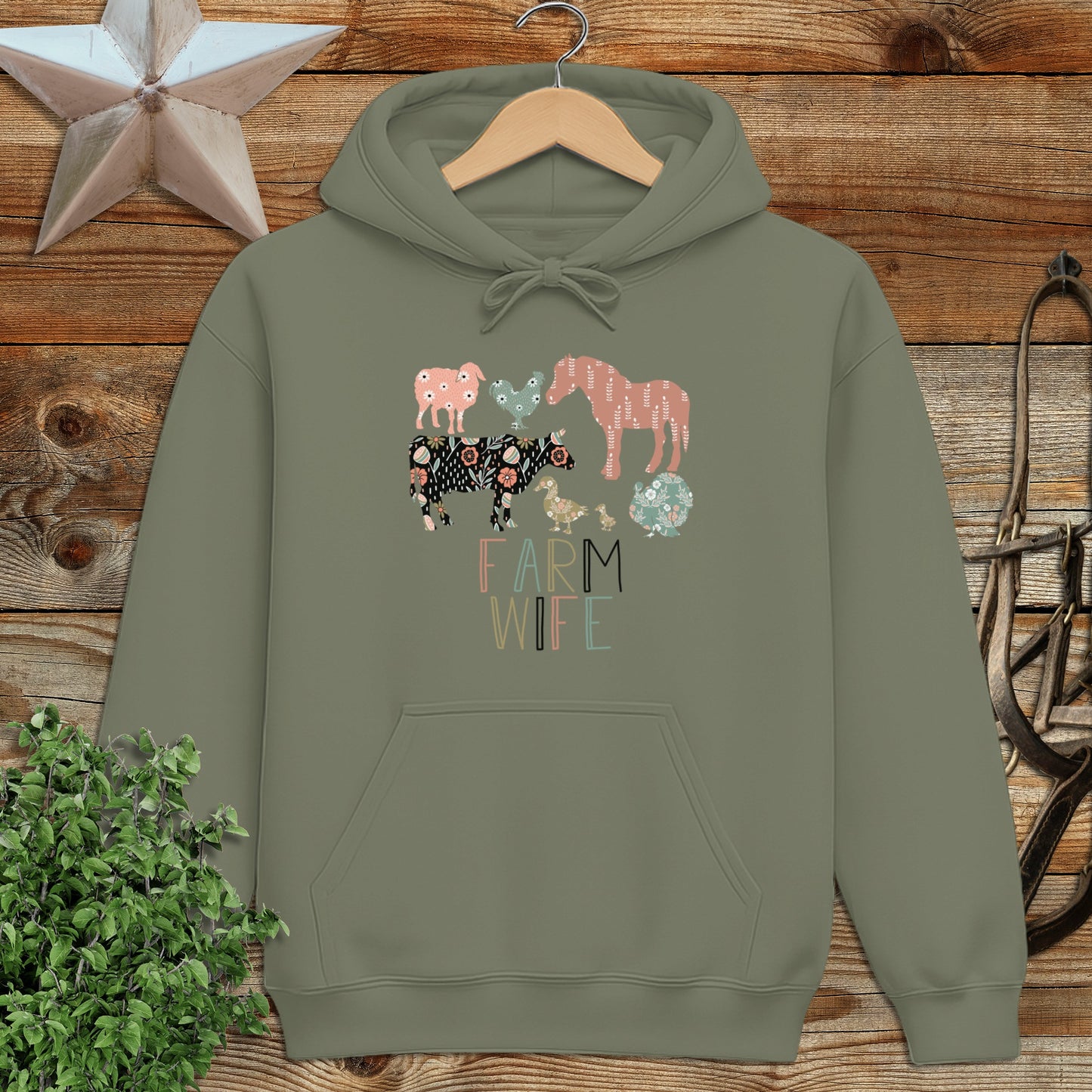 Farm Wife Pattern Hoodie