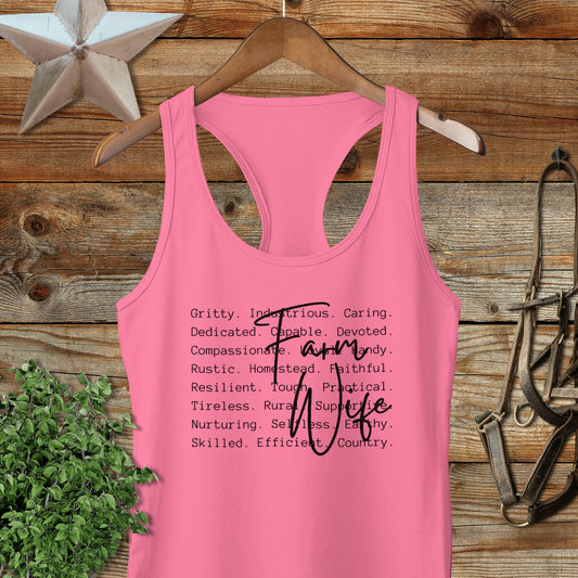 Farm Wife Words Racerback Tank