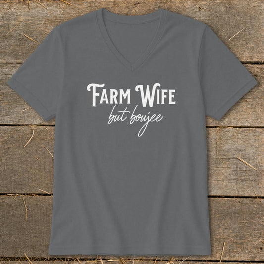 Farm Wife but Boujee V-neck - Asphalt