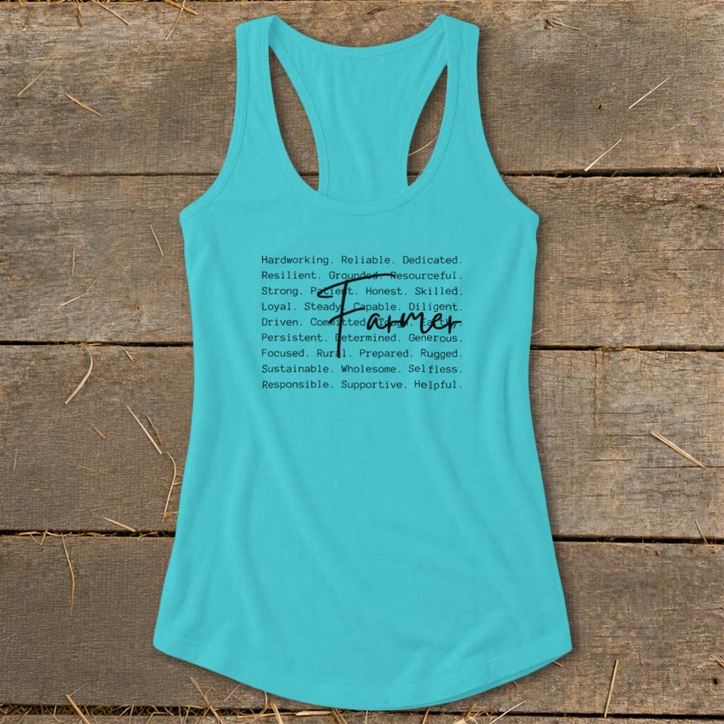 Farmer Words Racerback Tank
