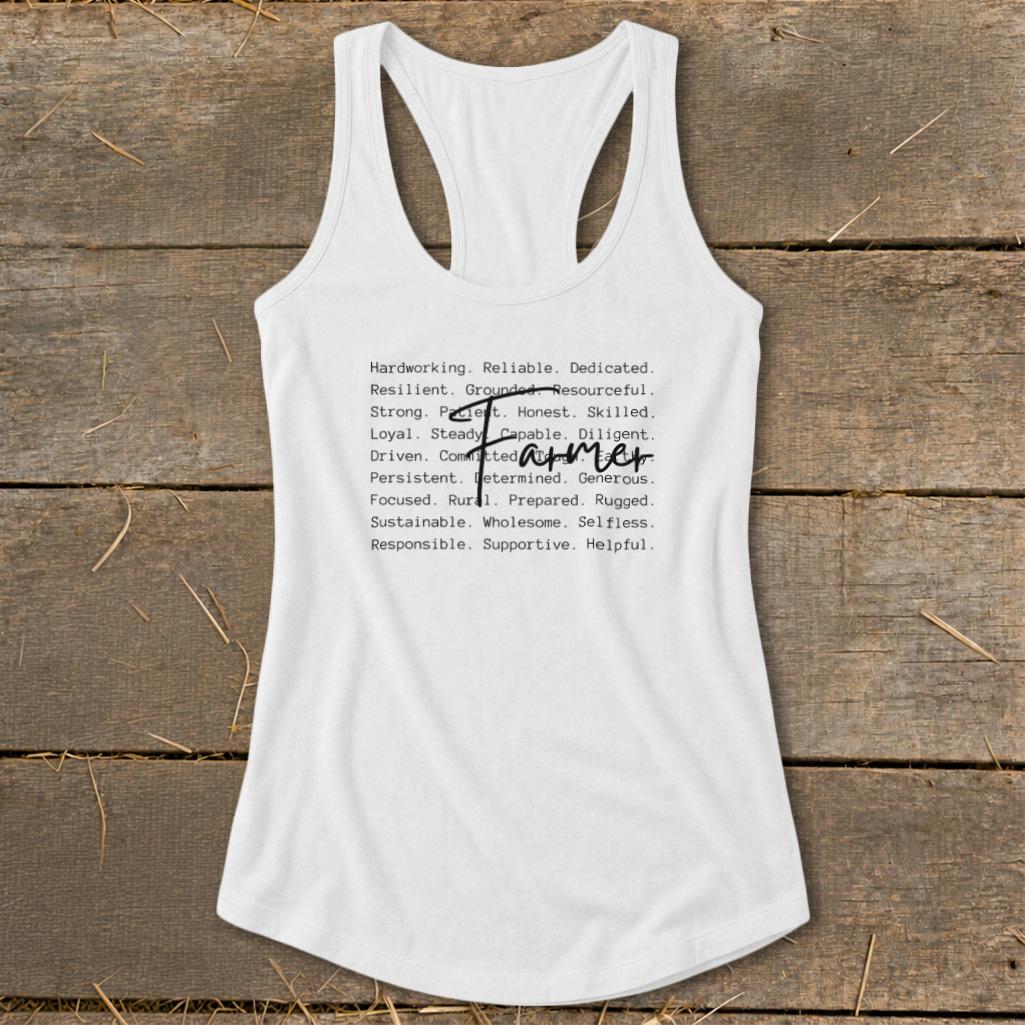 Farmer Words Racerback Tank