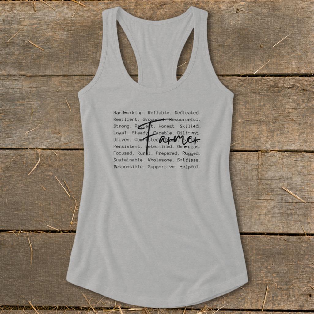 Farmer Words Racerback Tank