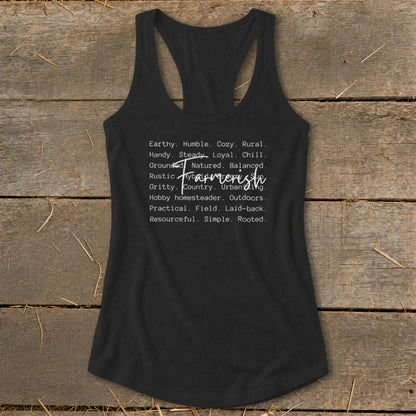 Farmerish Words Racerback Tank