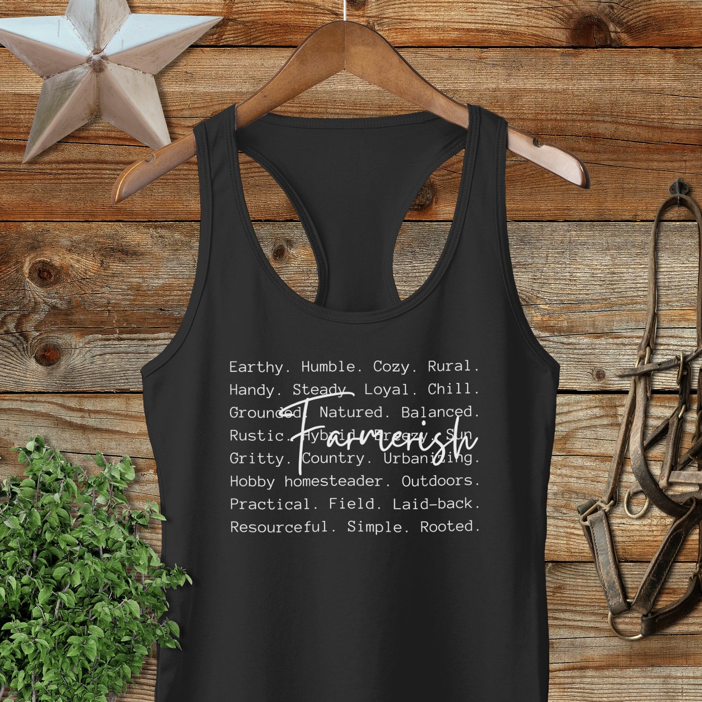 Farmerish Words Racerback Tank