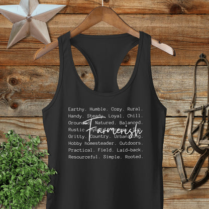 Farmerish Words Racerback Tank
