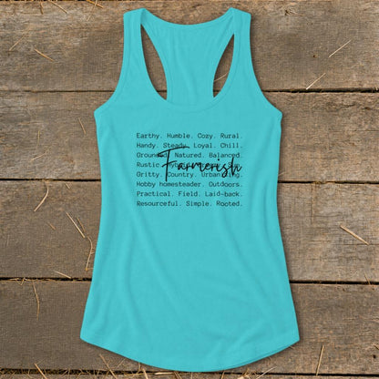 Farmerish Words Racerback Tank