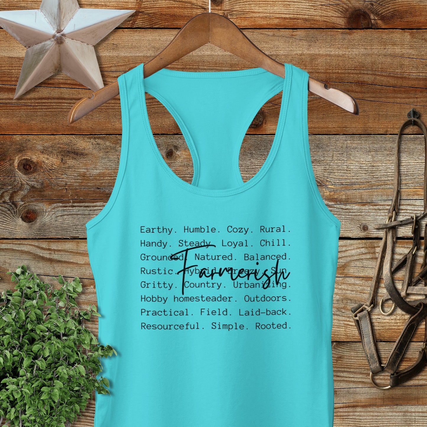 Farmerish Words Racerback Tank