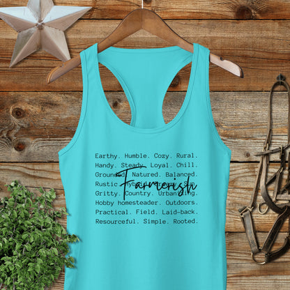 Farmerish Words Racerback Tank