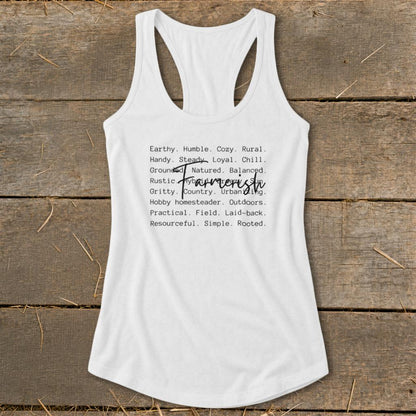 Farmerish Words Racerback Tank