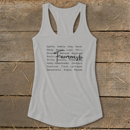 Farmerish Words Racerback Tank