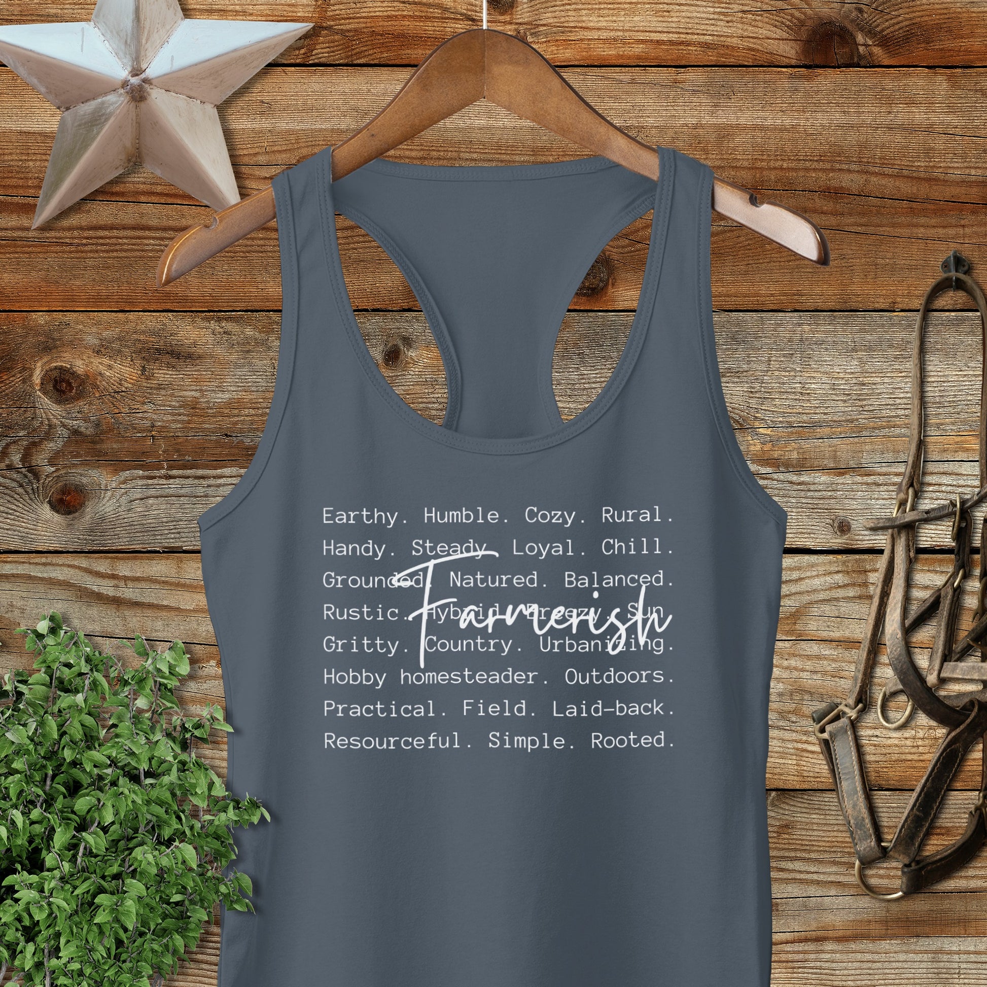 Farmerish Words Racerback Tank