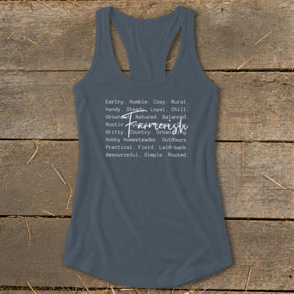 Farmerish Words Racerback Tank