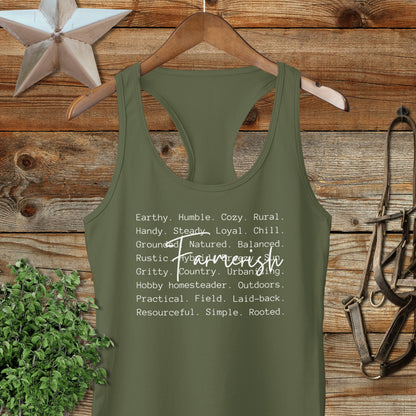 Farmerish Words Racerback Tank