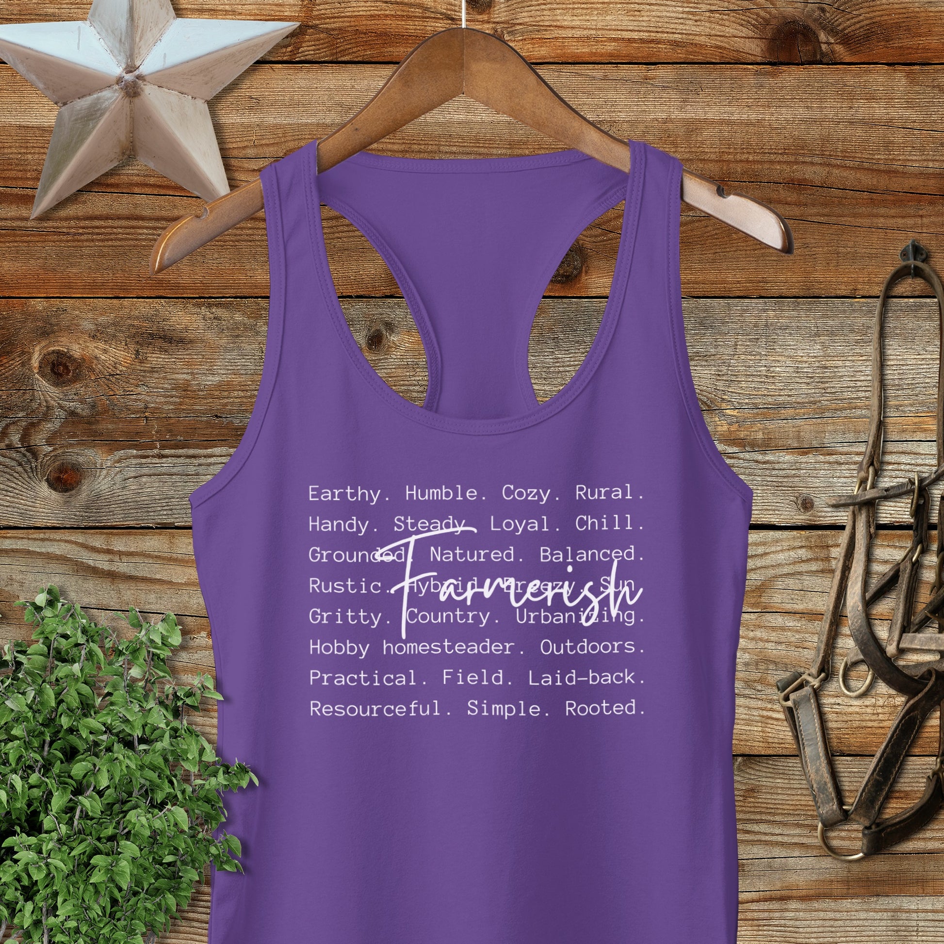 Farmerish Words Racerback Tank