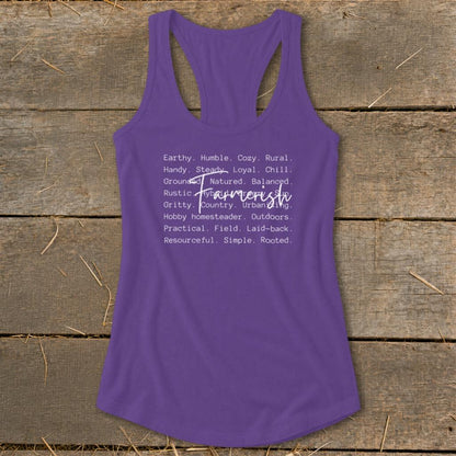 Farmerish Words Racerback Tank