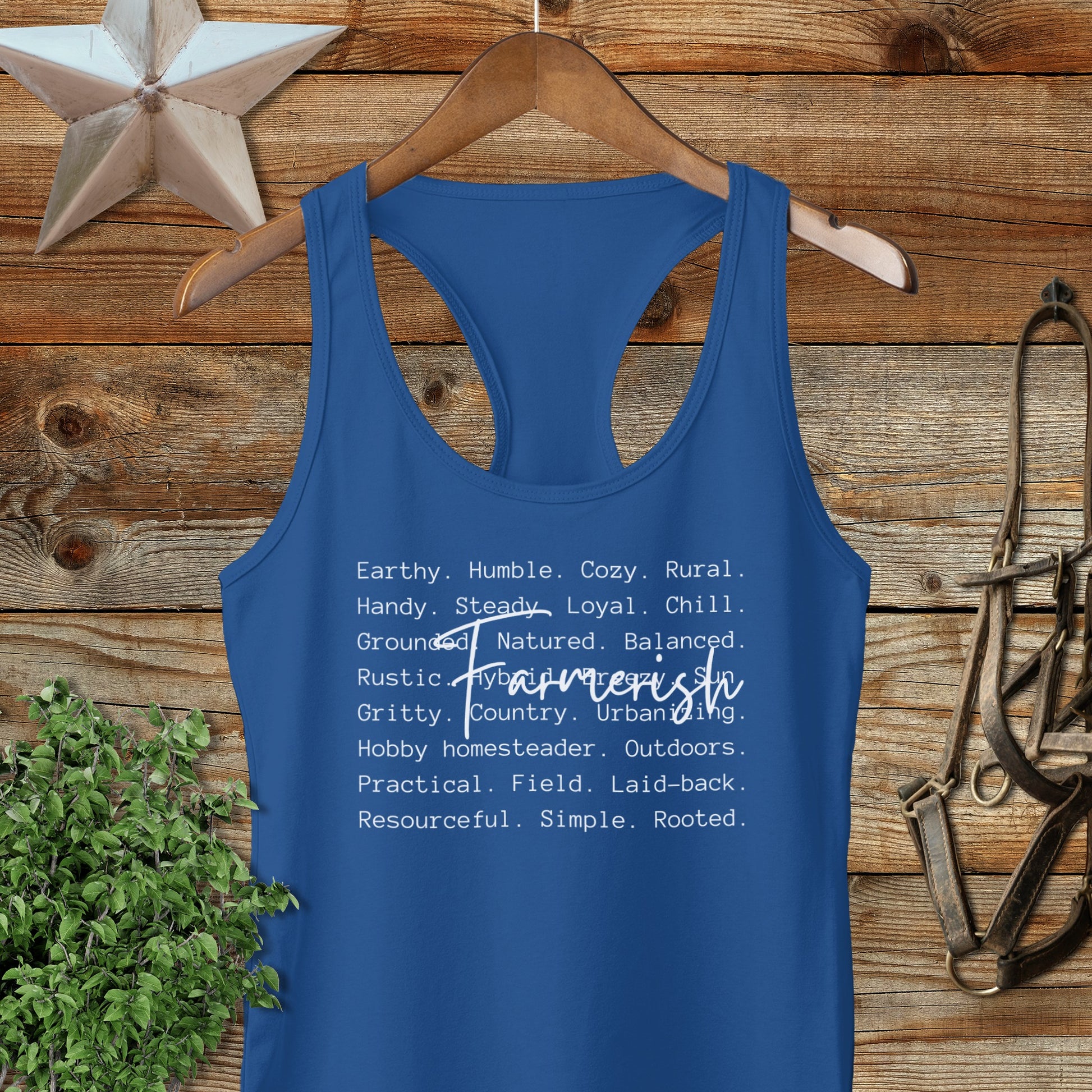 Farmerish Words Racerback Tank