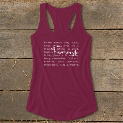 Farmerish Words Racerback Tank