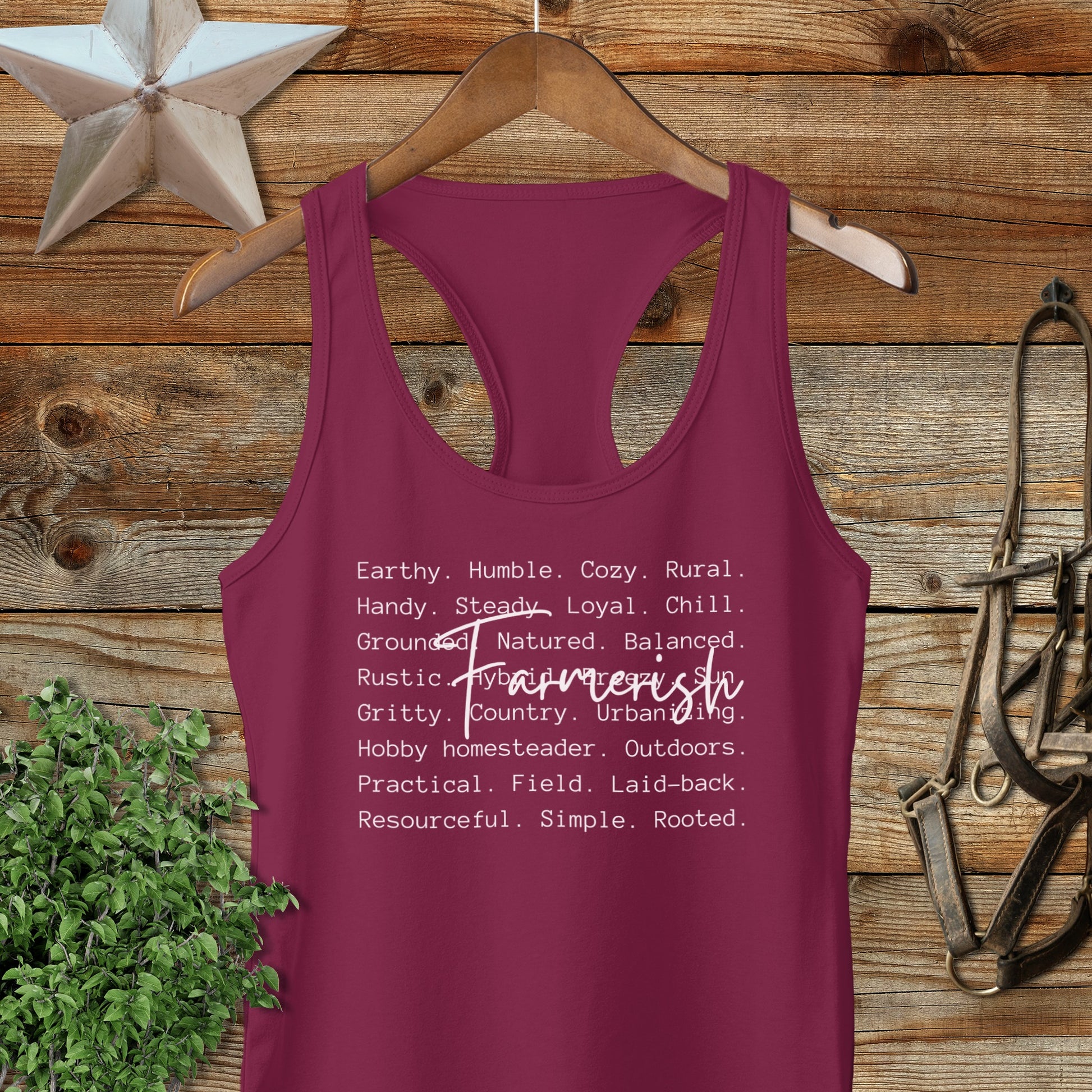 Farmerish Words Racerback Tank