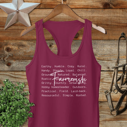 Farmerish Words Racerback Tank