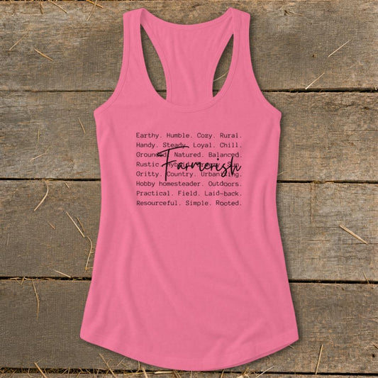 Farmerish Words Racerback Tank