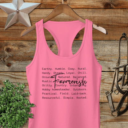 Farmerish Words Racerback Tank