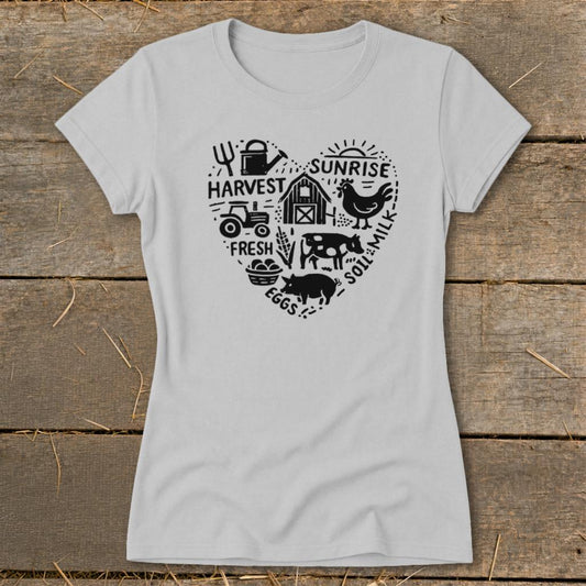 Farming Heart Ladies Tee - Sport Grey